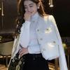 French Style Woolen Cropped Top for Women with Luxurious Coat