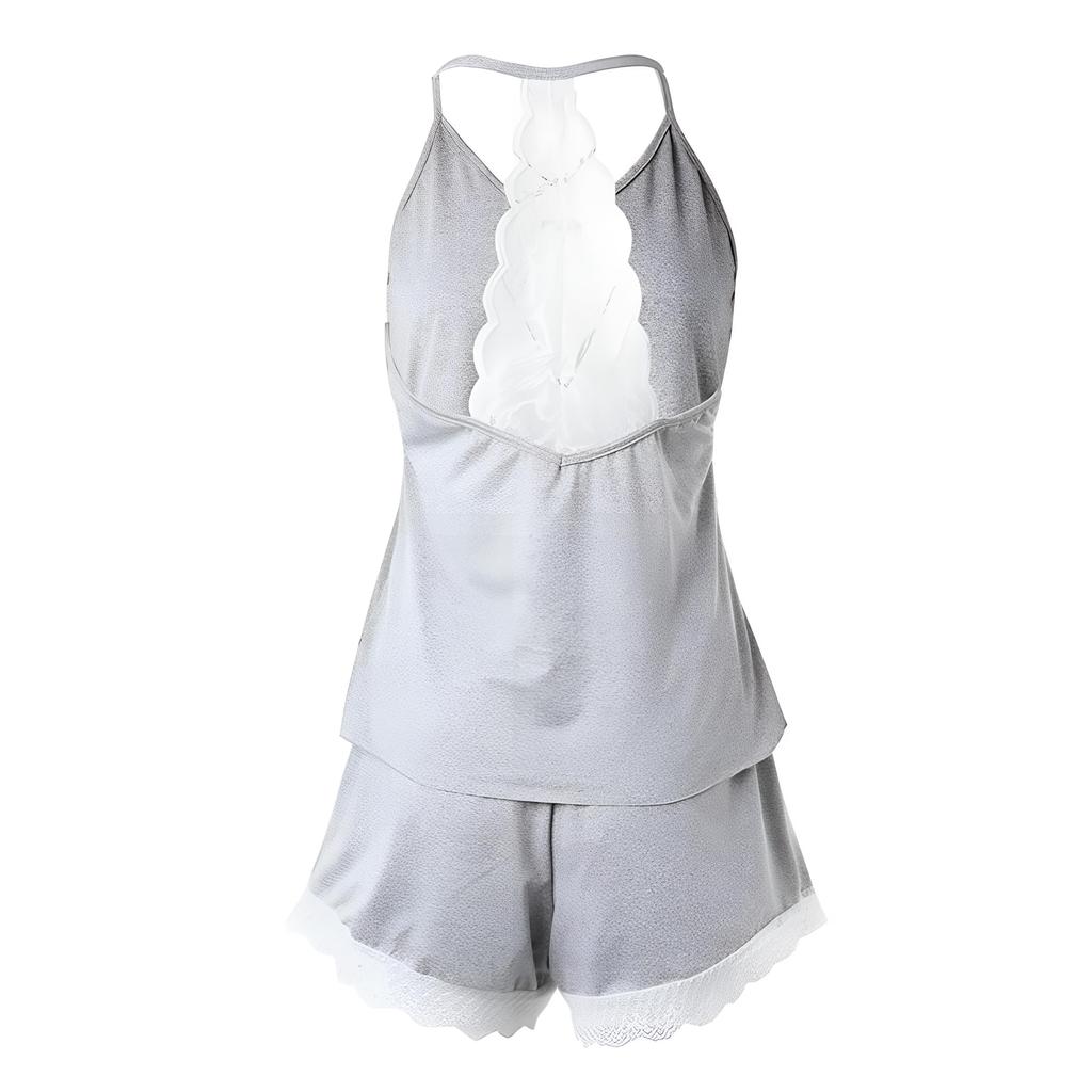 Summer Women's Lace Pajamas Sleeveless V-Neck Set Casual Daily Wear Sleepwear Suit