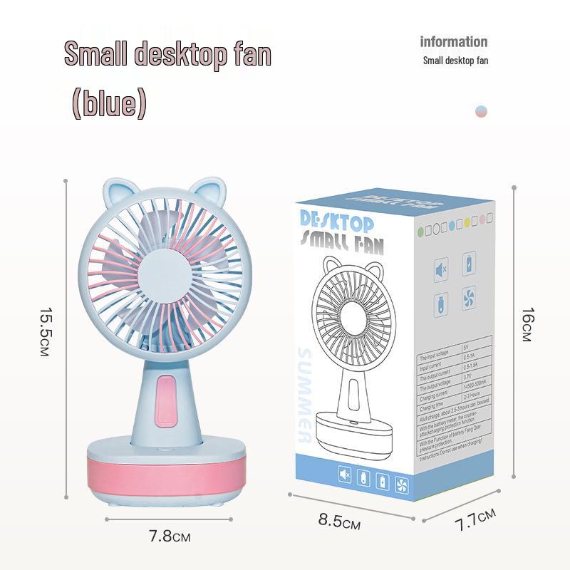 2026 Cute Rechargeable Mini Cartoon USB Fan for Outdoor & Office Use 8.5*7.7*16cm