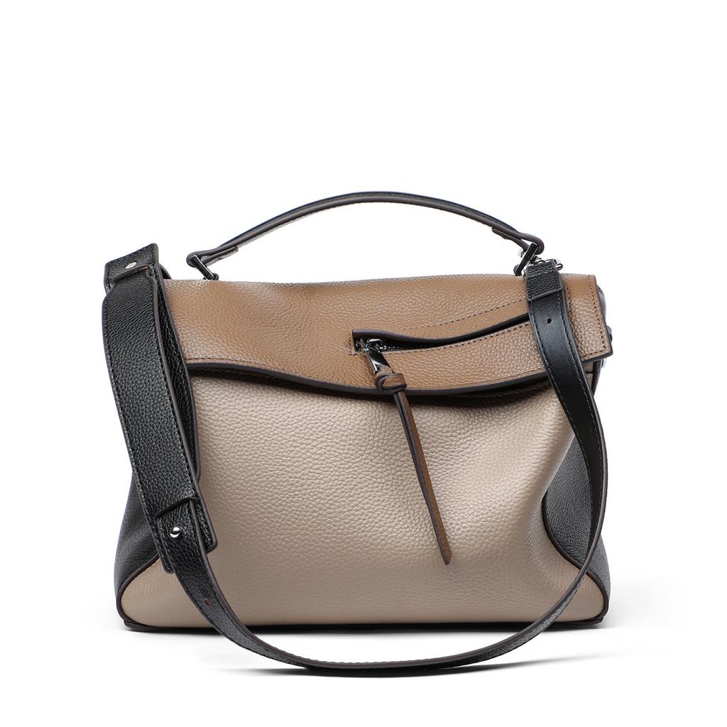 Dámská kabelka z pravé kůže Nová módní kabelka přes rameno s velkou kapacitou Crossbody kabelka Trendy barevně blokovaná kabelka