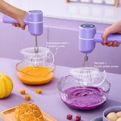 Electric Egg Beater Handheld Mixer USB-C Charging Cordless Whisk with Detachable Beaters 3 Speeds Modes Kitchen Tool for Baking Cooking