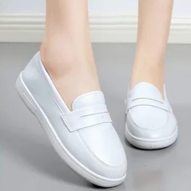 Women's Shoes Lihghtweight Pu Leather Casual Shoes Soft Sole Comfort Nursing Shoes Classic Slip on Women's Loafers Zapatos Mujer