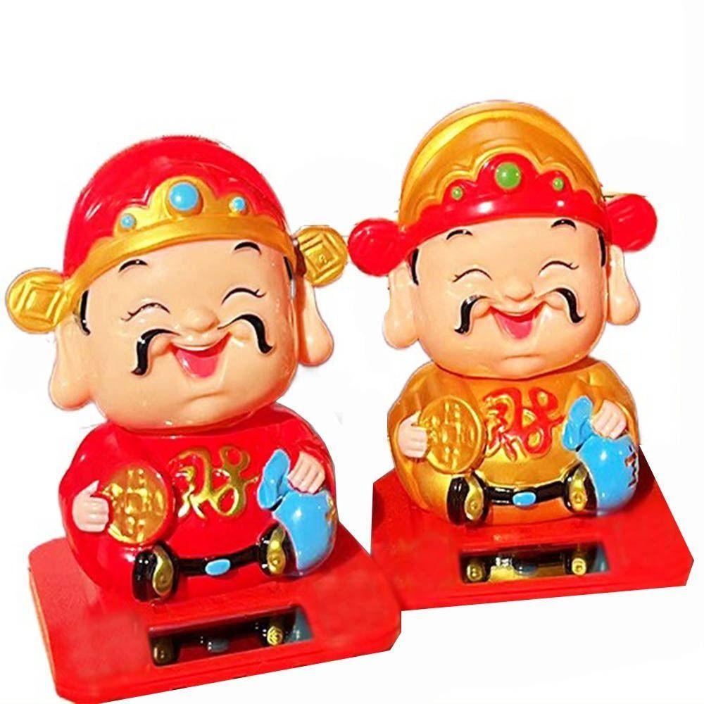 Handcrafts Desktop Wealth Coming Statue Decorative Solar Shaking Head Toys  Desktop Mascot