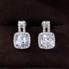 New Trendy Drop Square CZ S Stamp SIlver Color Stud Earrings Brilliant Bridal Wedding  Elegant Female Earring Gift