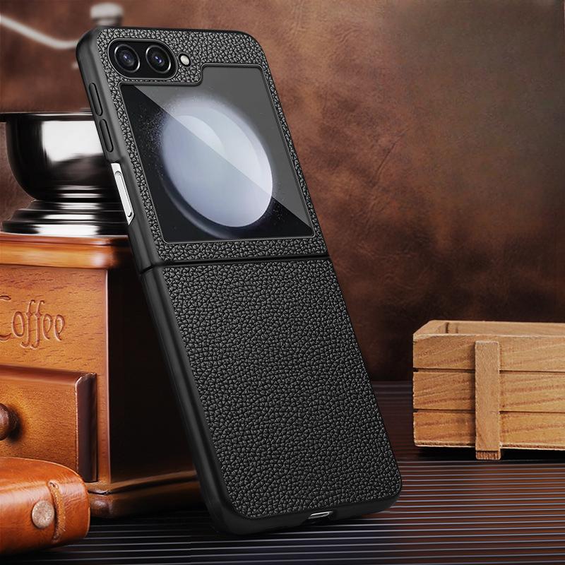 

Подходит для чехла для мобильного телефона Samsung ZFlod5, Натуральная кожа, Складной Zflip6, Полностью закрывающий W24, Простой откидной чехол Flip5, Защита от падений Samsung Z Flip 6