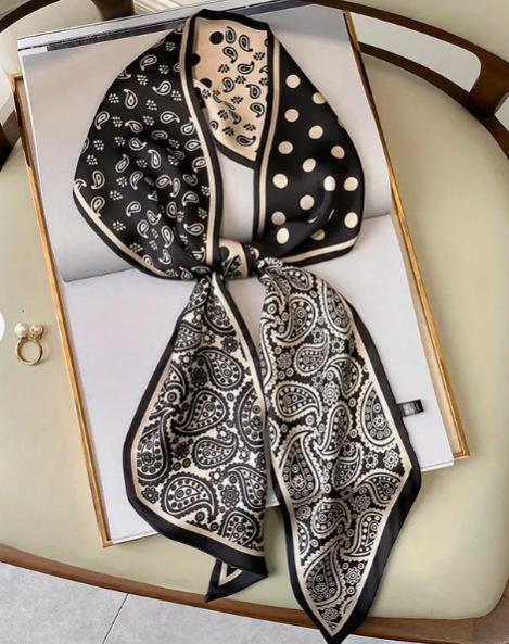 Luxury Long Neckerchief Skinny Hair Bands Women Silk Scarfs Fashion Headbands Bag Scarves Print Hairband Neck Scarf For Ladies