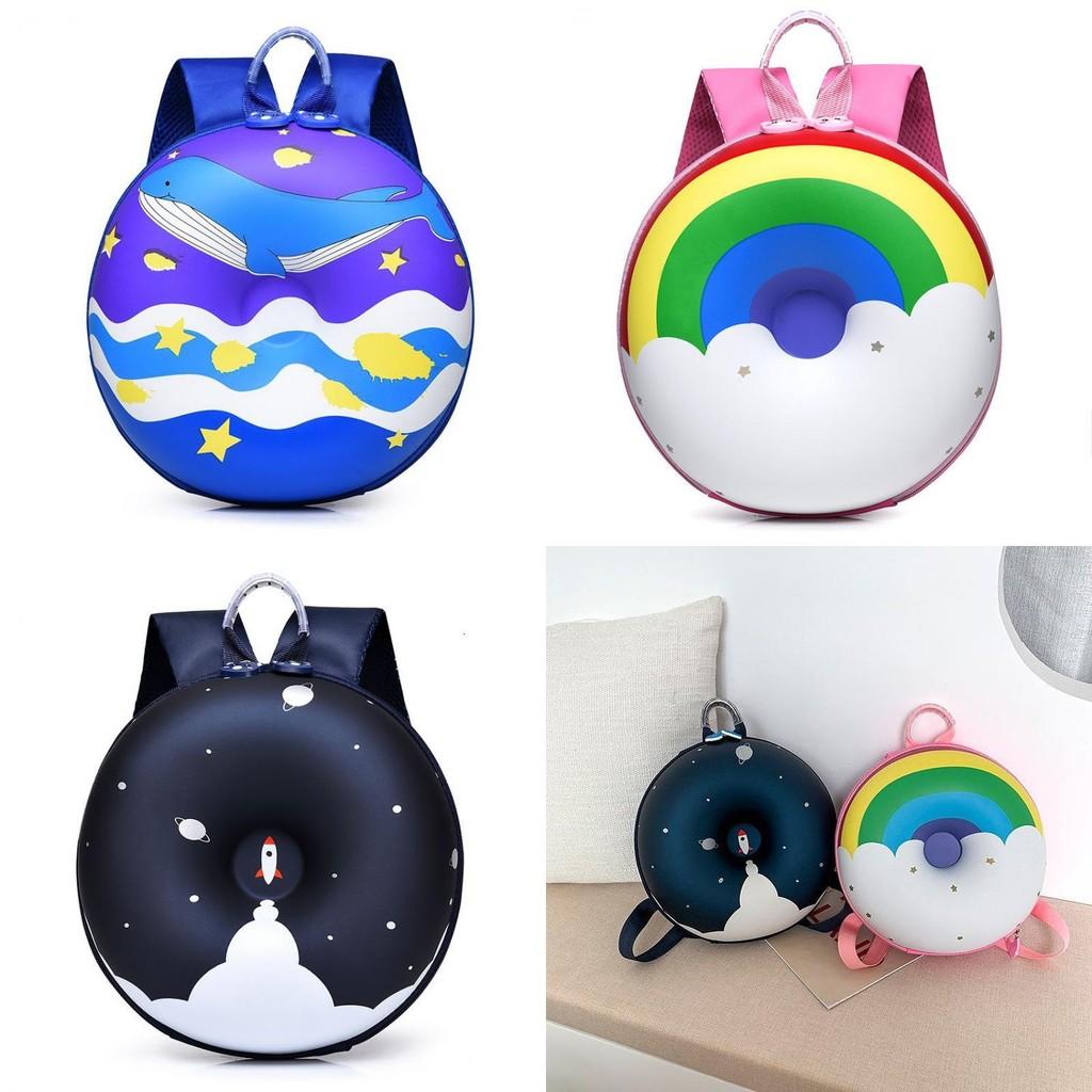 Donut Rocket Cartoon Backpack Boy Girlrainbow Schoolbag Waterproof Breathable
