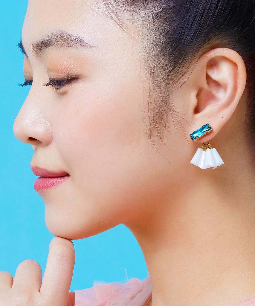 Lazy N Crazy Crystal Tassel Green White Drop Earrings