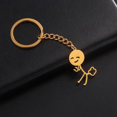 1 vnt. Juokingas parodinis fart stickman pakabukas raktų pakabukas nerūdijančio plieno raktų žiedas hiphopo stiliaus raktų pakabukas dovana