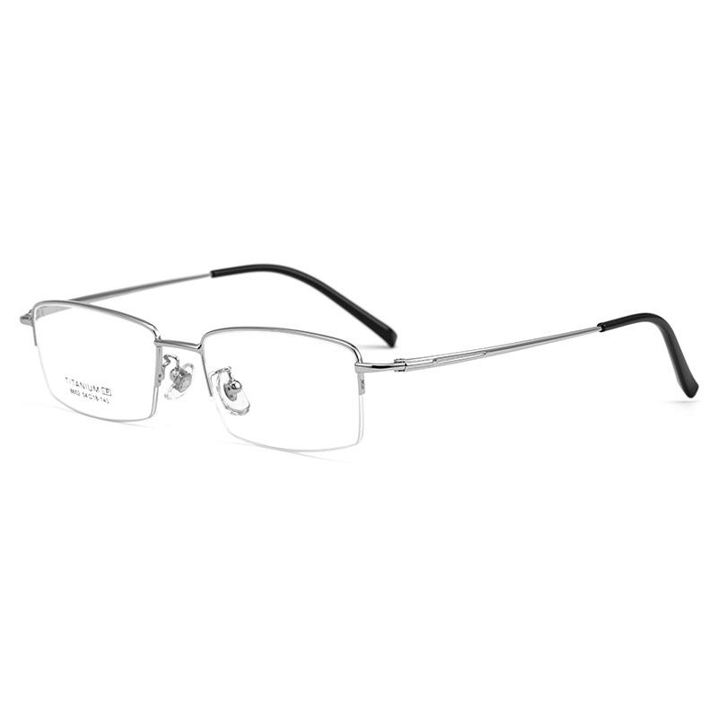 Business Men Ultralight Pure Titanium Glasses Frame For Myopia Reading Prescription Spectacles Half Rim Eyewear