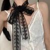 Sexy Black White Lace Bow Necklace for Women Vintage Flower Textured Ribbon Long Choker Necklace Wedding Party Cosplay Jewelry