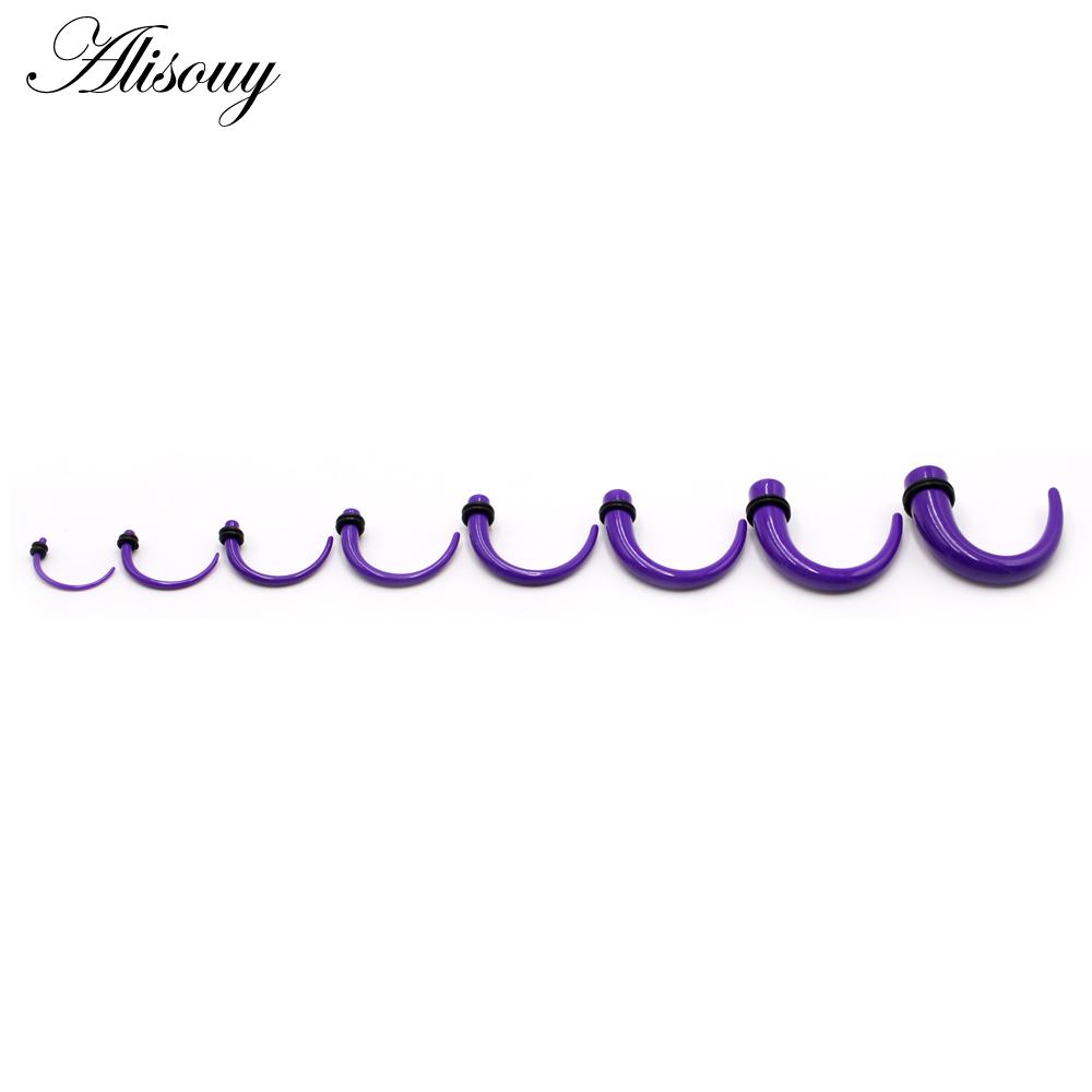 Alisouy 2pcs 1.6mm-11mm Acrylic C Sahpe Buffalo Horn Ear Gauges Ear Taper Stretching Plugs Tunnel Expander Body Piercing Jewelry