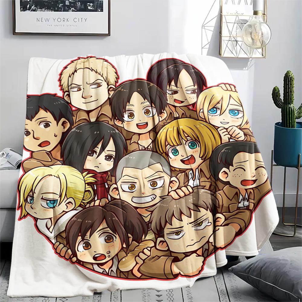1PC Attack On Titan Print Flannel Blanket, High Quality All Seasons, Home Decor, Warmth and Comfort, Perfect for Christmas Gifts
