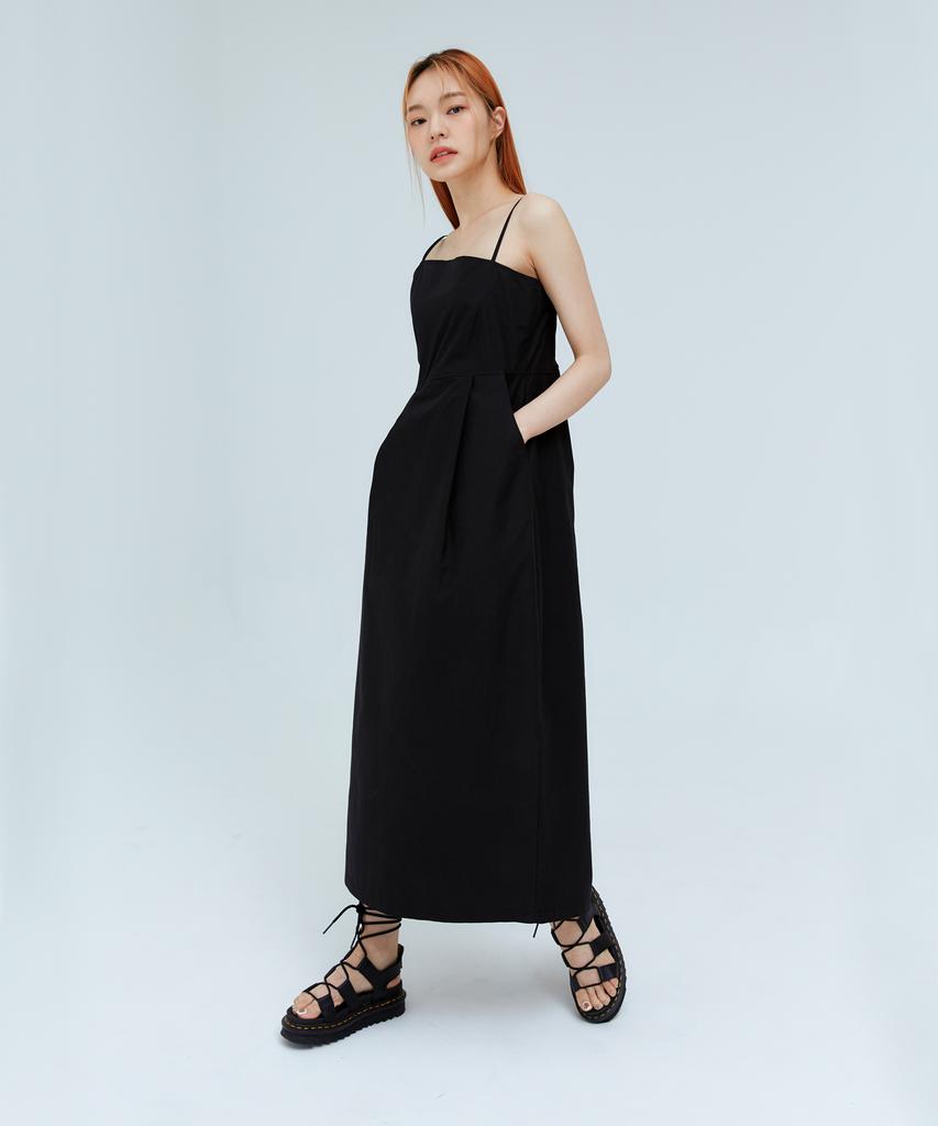 Ridge Basic Front Asymmetrical Dress Black