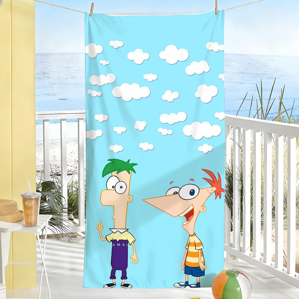 Cartoon P-Phineas and F-Ferb Towel Soft Pool Gift For Travel Gym Shower Camping Quick Dry Sports Large Beach Towels
