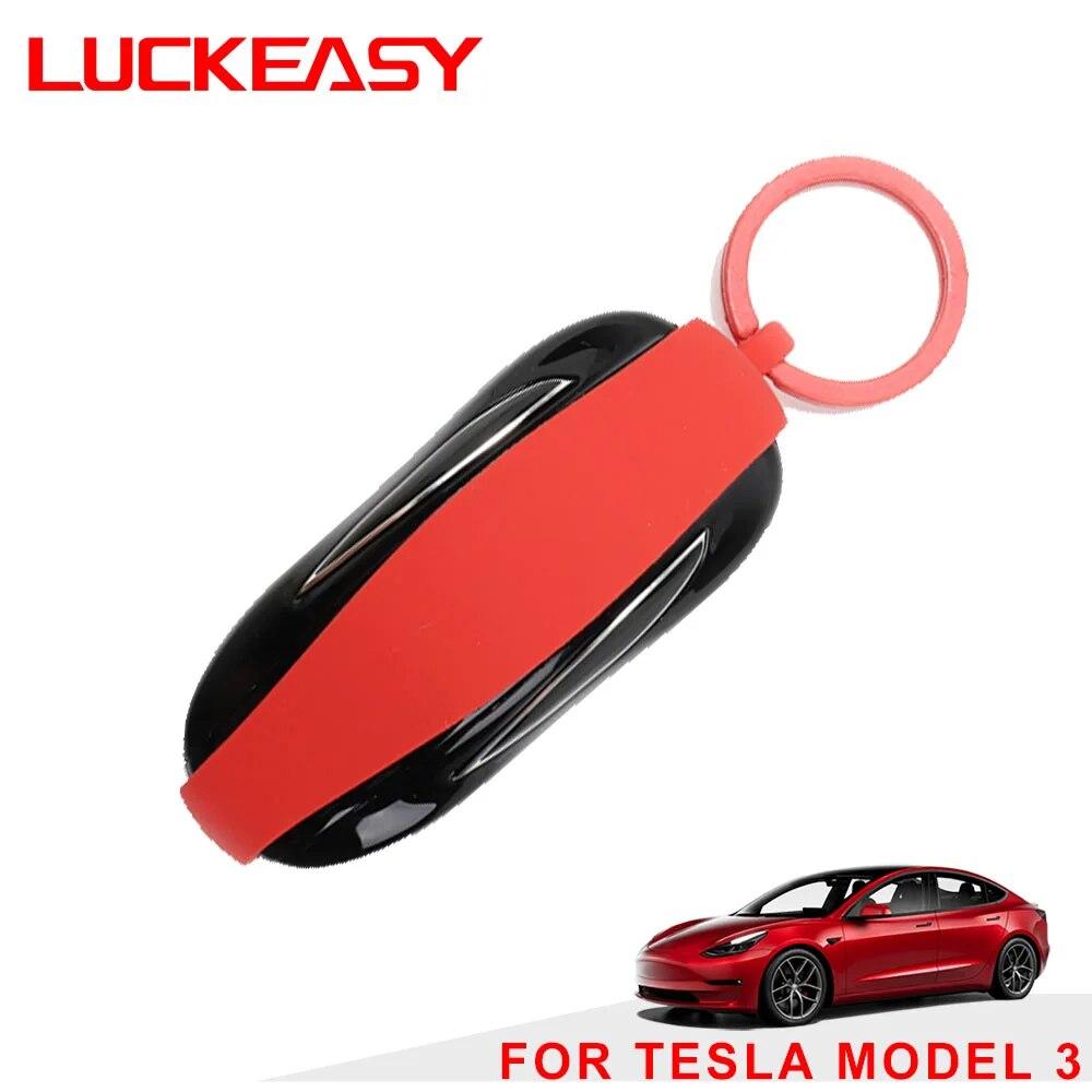 LUCKEASY for Tesla Model 3 Model S Model X 2017-2023 Beskyttende nøkkeletui Bilnøkkeletui Nøkkelhusetui Etui Deksler Tilbehør