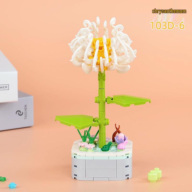 Educational Sunflower & Hibiscus Building Blocks Ornament - Teacher's Day Gift