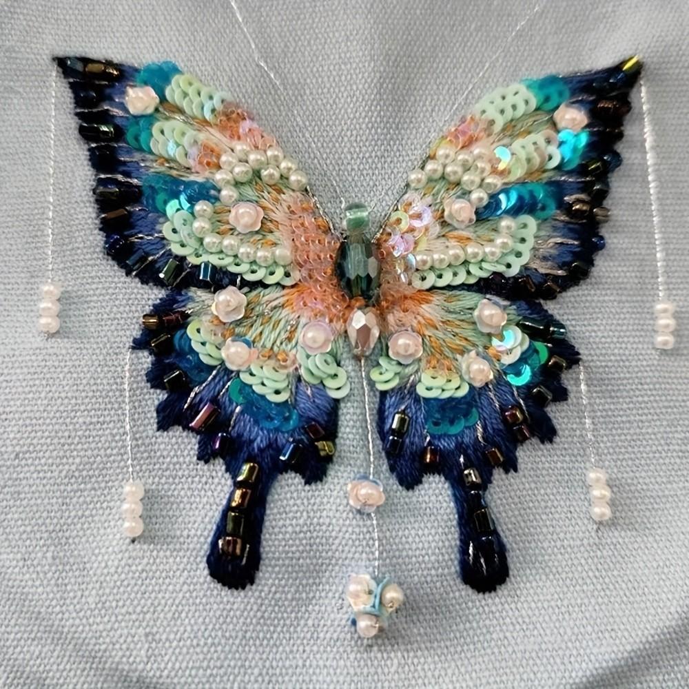 French 3D Embroidery DIY Material Kit Handmade Beaded Butterfly Picture Frame Holiday Gifts for Friends