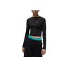 Jordan Solid Color Round Neck Two In One Sports Breathable Long Sleeve T-Shirt Women Tops Black DV1275-010