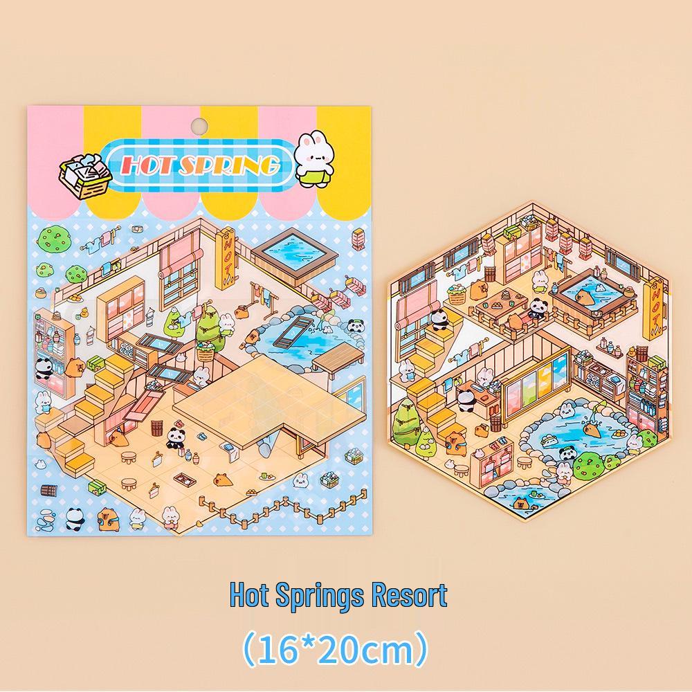 3D мультяшные стикеры-сценки: Миниатюрные домики для DIY образовательного декора