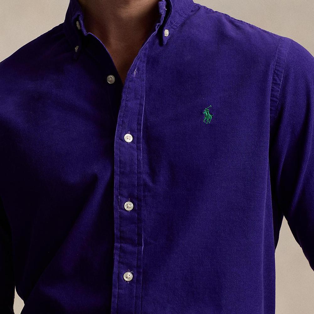 Polo Ralph Lauren Solid Color Polo Collar Single-Breasted Straight-Cut Long Sleeve Shirt Men shirts Blue MNPOWOV16823819-500