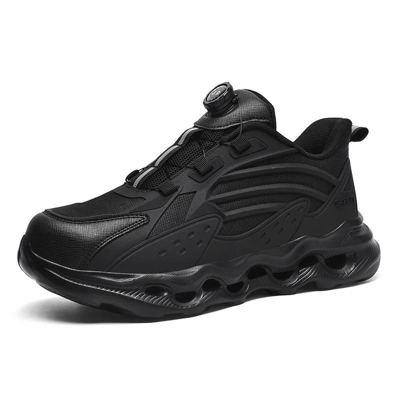

Fashion Men s Rotating Button Safety Shoes Steel ToeAir Cushion Men Boots Work Sneakers Indestructible Shoes Puncture-Proof work Boots 36 чёрный