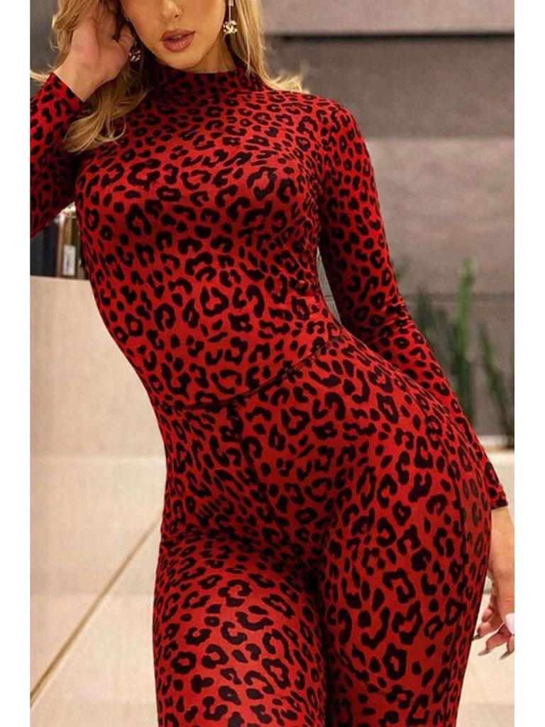 New Women's European & American Style Slimming Long Sleeve See-Through Flocked Jumpsuit