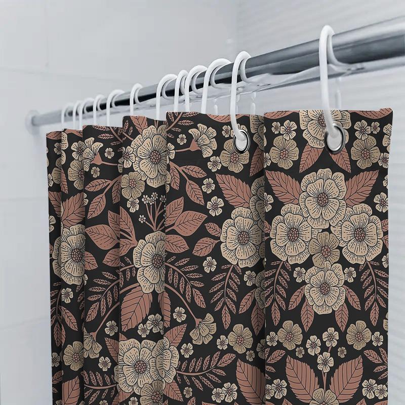 Vintage Floral Shower Curtain Botanical Pattern Bathroom Decor Rustic Farmhouse Backdrop Washable Fabric Wall Hanging