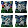 Both Sided Starry Sky Dog Cushion Cover Decor Oil Painting Cartoon Pet Animal Pillow Case for Sofa Home  Linen Pillowcase