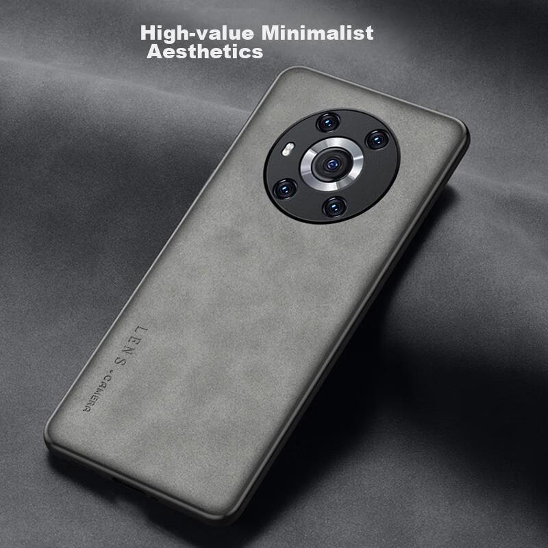Honor Magic3 Phone Case, Magic3 with Full Lens Protection, Silicone Soft Edge, Shockproof, Ultra-Thin, Simple And Leather Texture Case, Quiet Black
