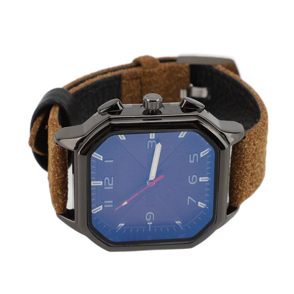 Men Watch Quartz Movement Leather Strap Stylish Retro Wristwatch for Indoor Outdoor Activities Daily Sports