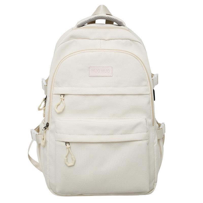 Large Capacity Solid Color Backpack for High School Students, Simple Black Travel Backpack for Middle School Students