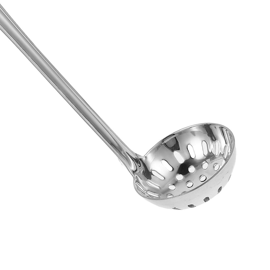 Stainless Steel Slotted Ladle with Hanging Hook Thickened Deep Design Long Handle Serving Spoon for Hotpot Salad Bar Serving