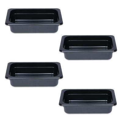 Thunder Group Lebensmittelschale Tiefe 65mm 4er-Set Spülmaschinenfest Langlebiges Polycarbonat Gewerblich Schwarz 1/4 PLPA8142BK-4S