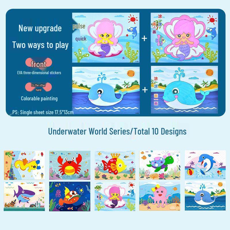 3D Dinosaur Sticker Painting Edu-Toy for Kids - DIY, Self-Adhesive, Cartoon-Themed