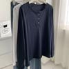 Korean Style Relaxed Minimalist Long-sleeved Tops for Women Autumn Loose T-shirt Bottoming Shirt