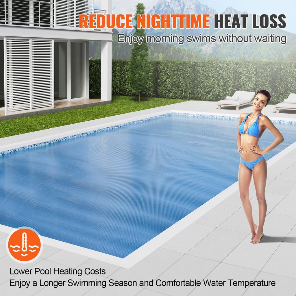 Solar Pool Cover, 40 X 20 Ft Rectangle Solar Blanket for Pools, Inground Above Ground Swimming Pool Solar Cover, 12 Mil Solar Covers Blue