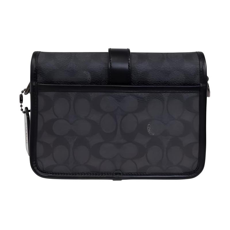 Coach League 19 Brand Classic Print Coated Canvas Crossbody Shoulder Bag Small Men's Black