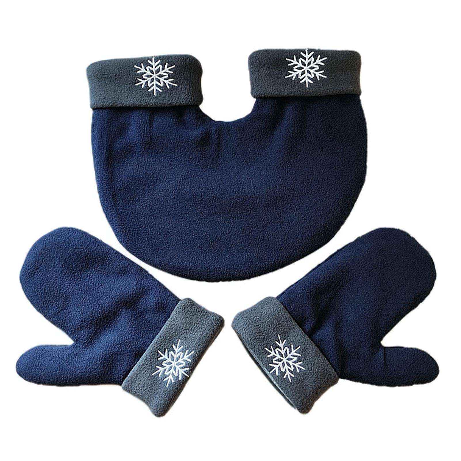 

3Pcs Set Couple Mittens Winter Thicken Polar Fleece Warm Gloves Romantic Sweethearts Christmas Gift For Family Outdoor Use синій