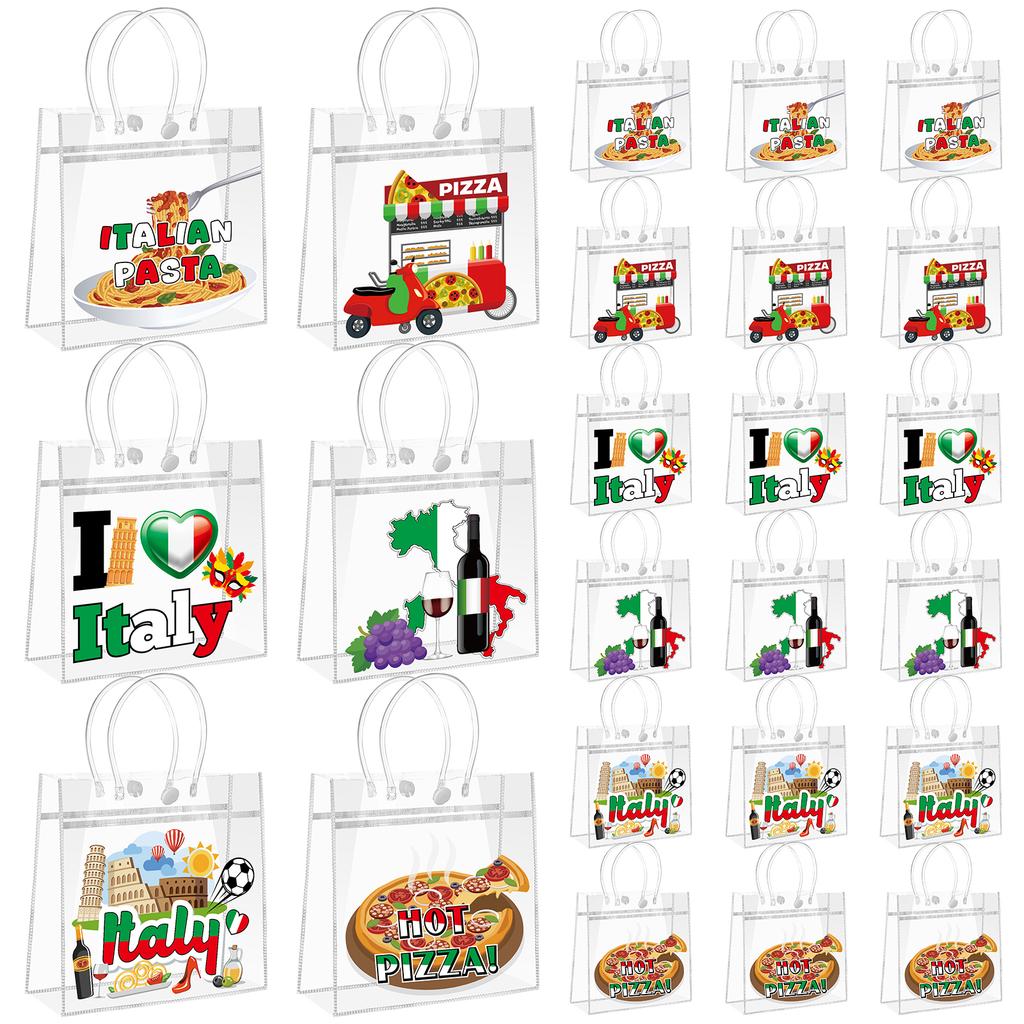 24 Pieces Italian Flag Birthday Goodie Bags,Italian Flag Red White And Green Gift Snacks Treat Candy Favors Bags For Italian The