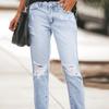IHUASU Sommer Jeans Temperament Ripped Holes Hose Damen Freizeit Hose