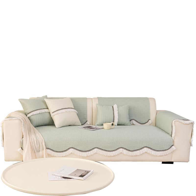 Summer Special-Shaped Cool Knitted Straight Row Sofa Cushion  New High-Grade Seat Cushion Non-Slip Light Luxury Cover Backrest Towel