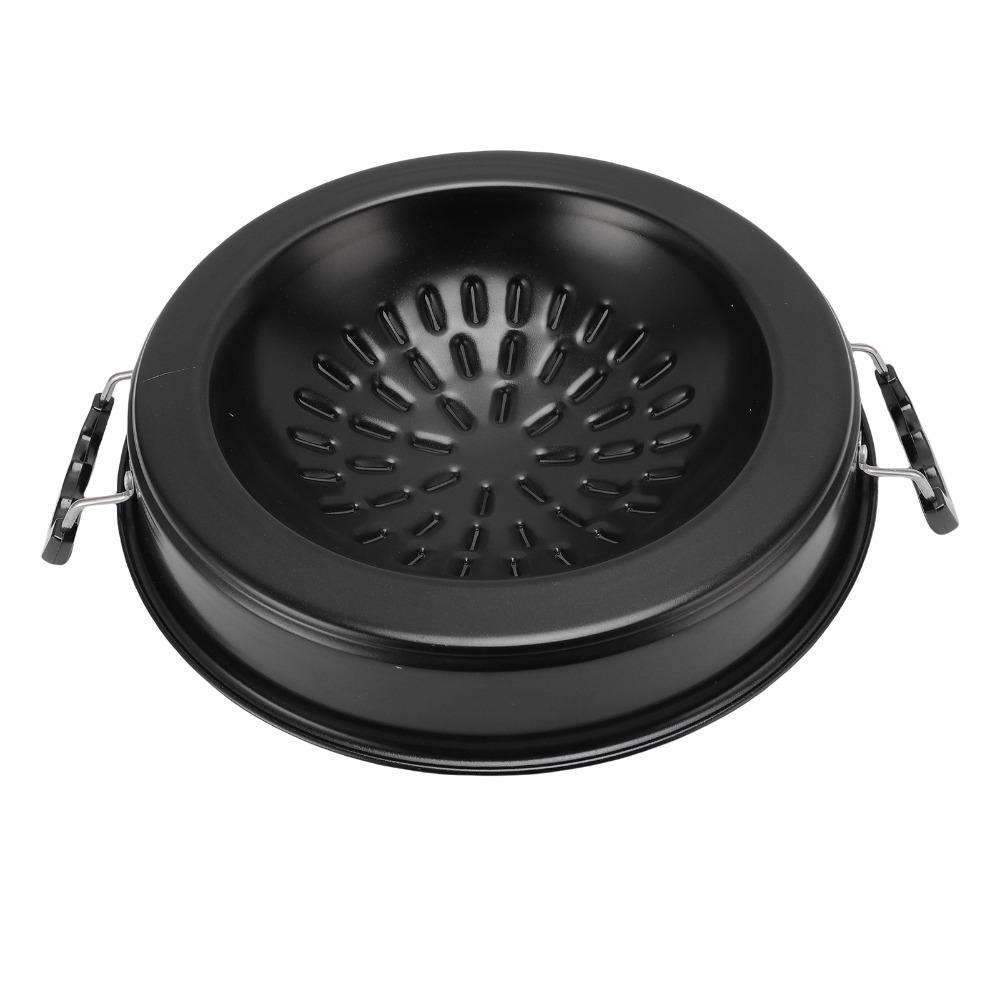 Round Hot Pot Grill Pan Black Grill Pan with Side Durable Round Thai Style BBQ for Open Flame