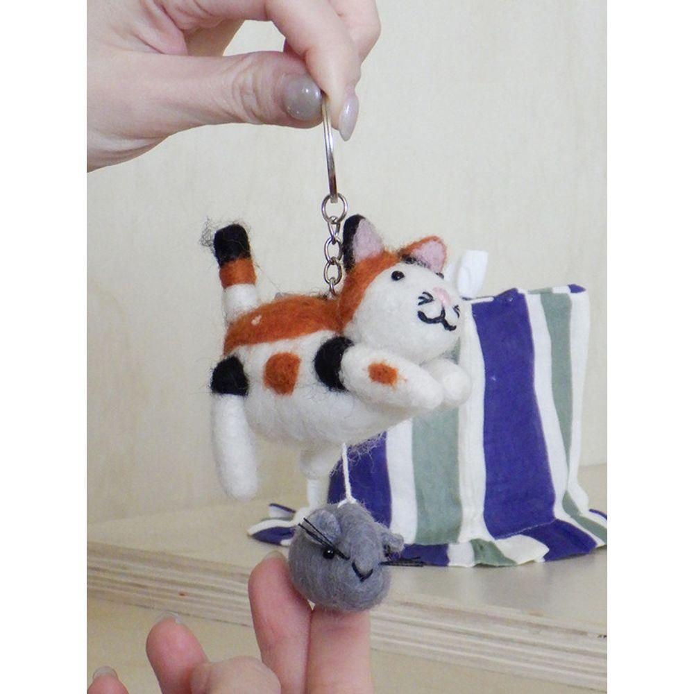 MGR Nepal Wool Mouse with Cat Keyring