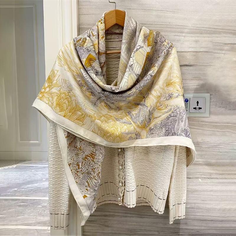 NINA SOLOR Soft Silk Wool Square Scarf Shawl