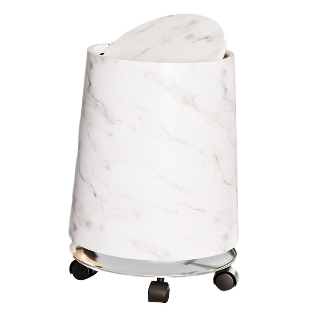 Marble Trash Bin Household Trash Bin Double Layer Household Trash Can Rolling Garbage Bin Removable Inner for Bedroom Home