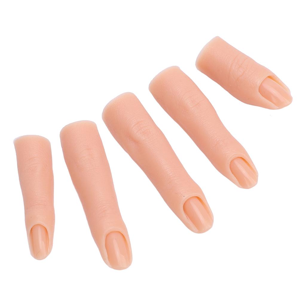 5 Pcs Silicone Nail Training Finger High Elasticity Bendable Joint Thickened Nail Practice Finger Model for Nail Salon