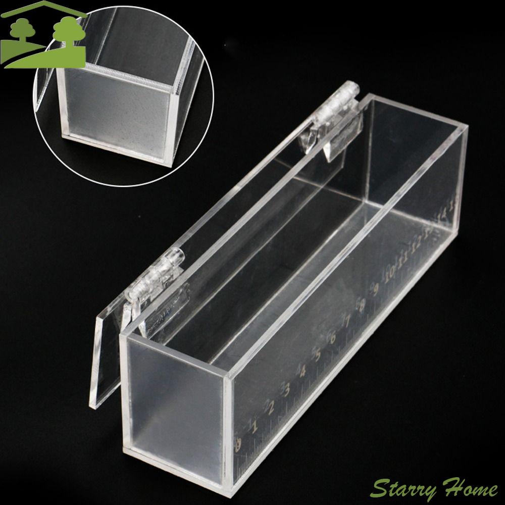 Transparent Fish Viewing Box Mini Micro Landscape Desktop Goldfish Bowl with Lid and Scale Rectangle Isolation Breeder Box