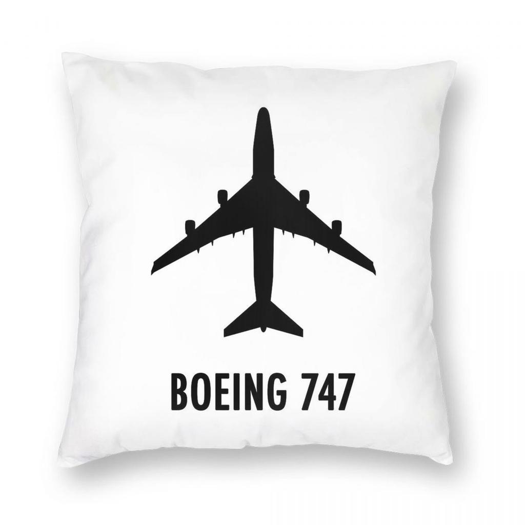 Boeing 747 Plant Pillowcase Polyester Linen Velvet Pattern Zip Decorative Pillow Case Home Cushion Cover 18"