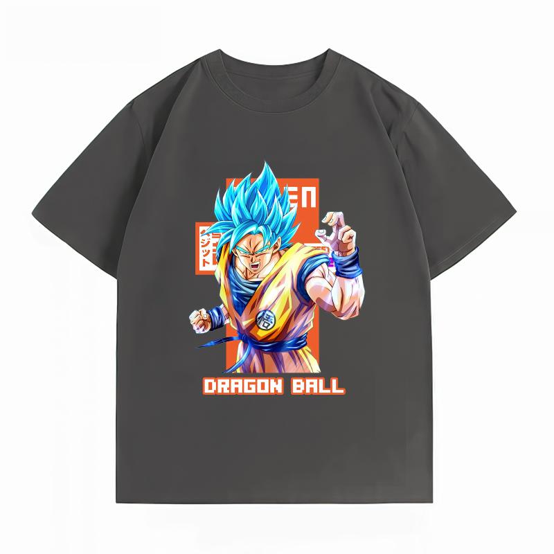 Unisexs Clothing New 100 Cotton Breathable Summer TShirt Dragon Ball Goku Blue Print Casual Streetwear Unisexs Tops